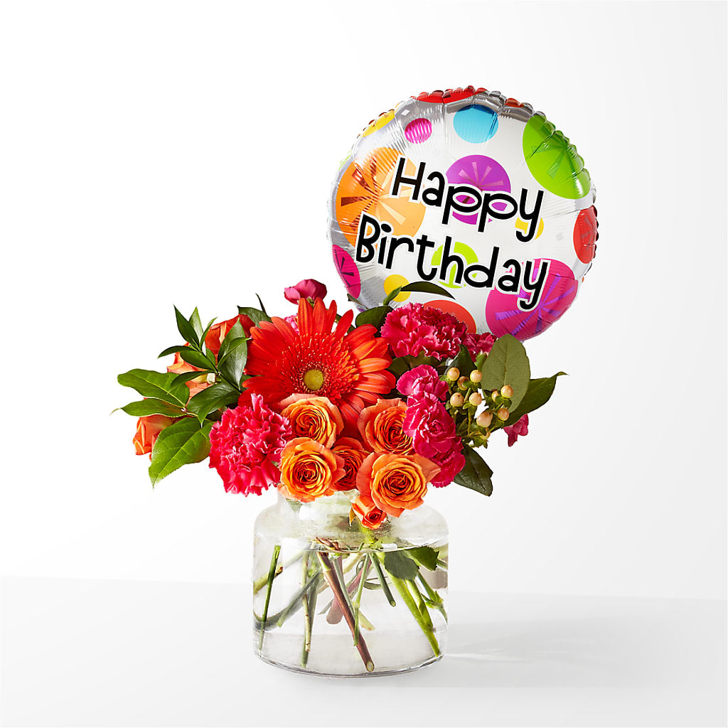 Fiesta Bouquet with Birthday Balloon – Family Fare Supermarkets #3785, Omaha NE