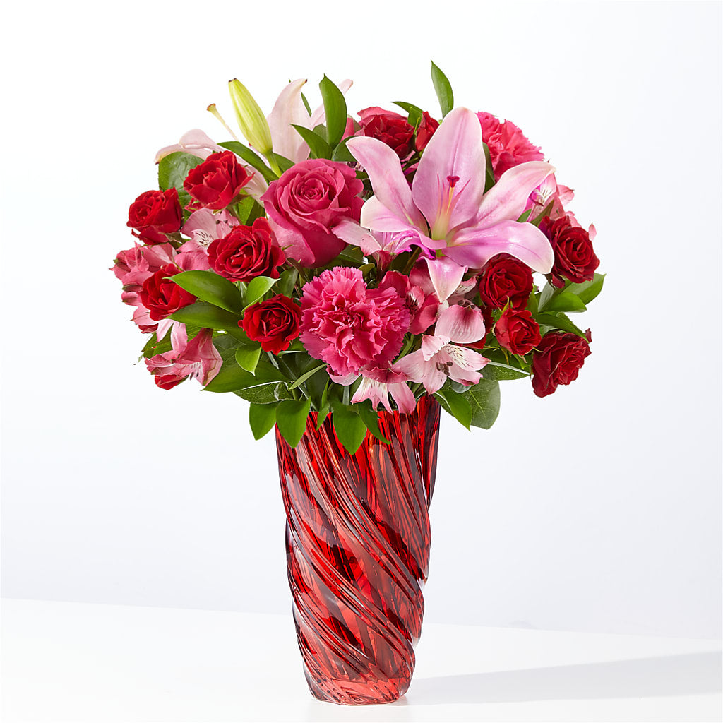In Love Bouquet with Luxe Swirl Vase – Family Fare Supermarkets #3785, Omaha NE