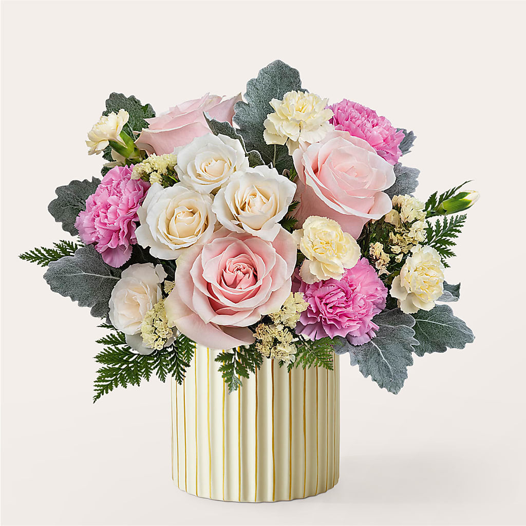 Blissful Moments Bouquet with Ivory Vase – Family Fare Supermarkets #3785, Omaha NE