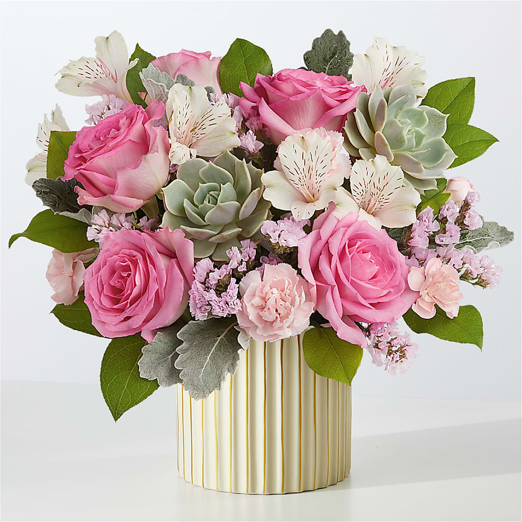 Dusty Rose Bouquet with Ivory Vase – Family Fare Supermarkets #3785, Omaha NE