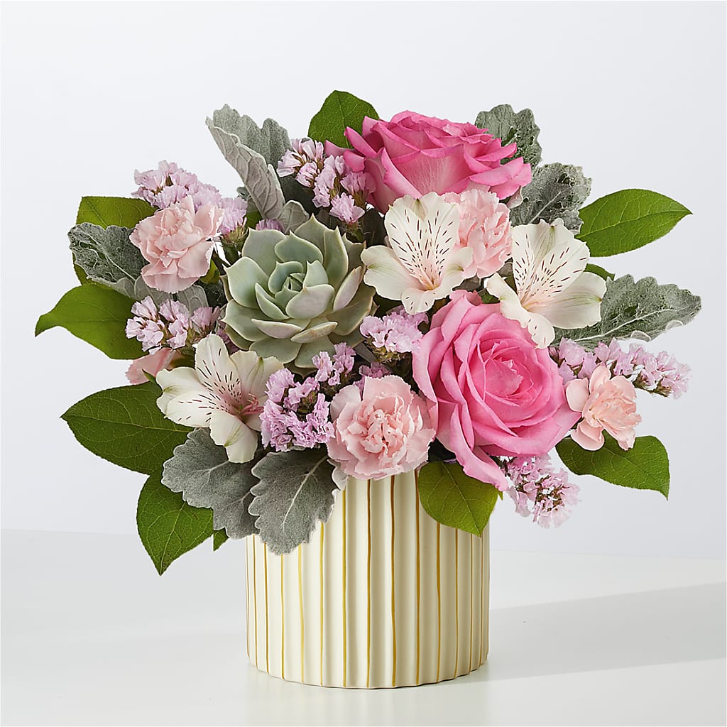 Dusty Rose Bouquet with Ivory Vase – Family Fare Supermarkets #3785, Omaha NE