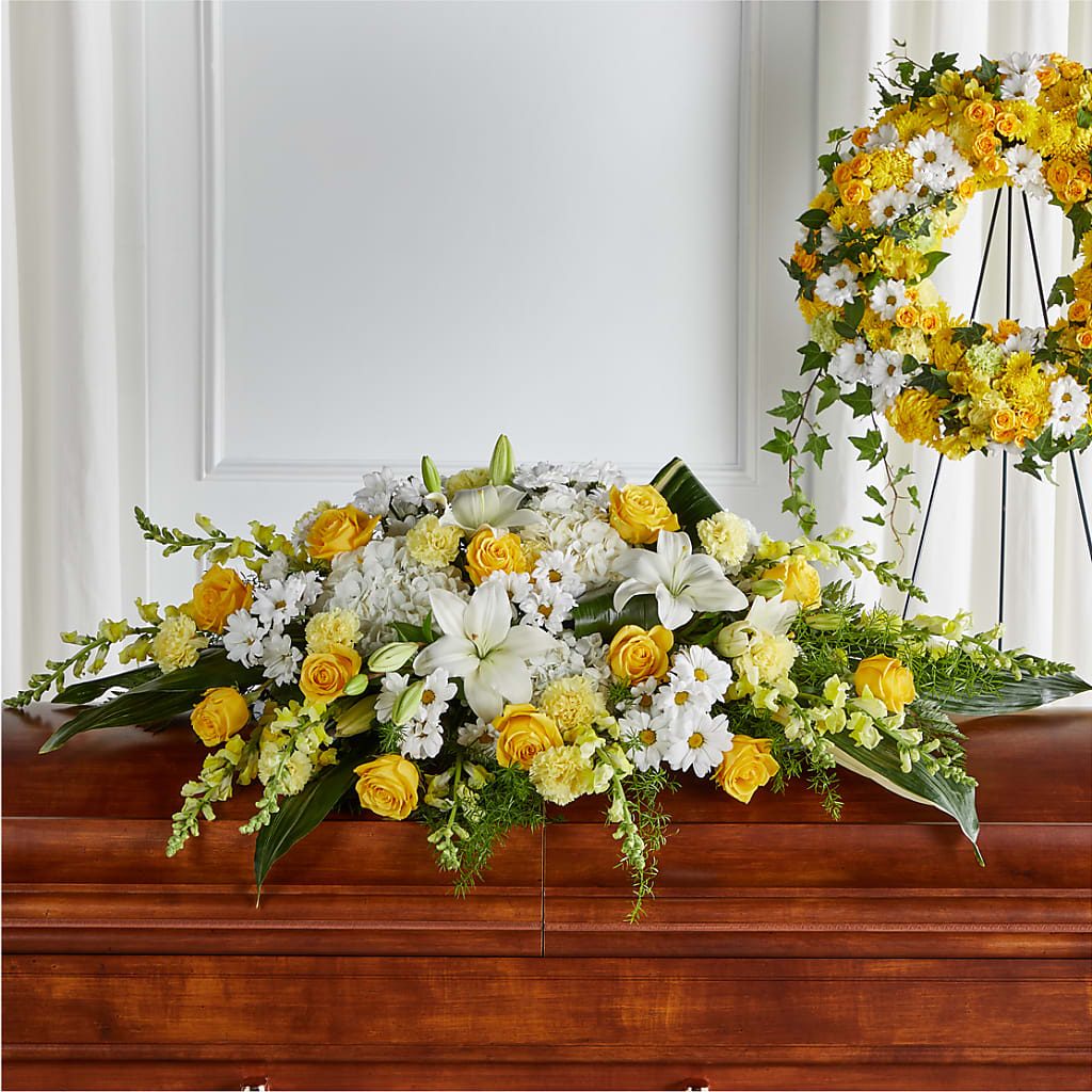 Golden Harmony Casket Spray – Family Fare Supermarkets #3785, Omaha NE