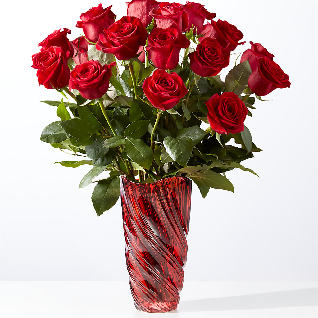 Classic Love Red Rose Bouquet with Luxe Swirl Vase – Family Fare Supermarkets #3785, Omaha NE