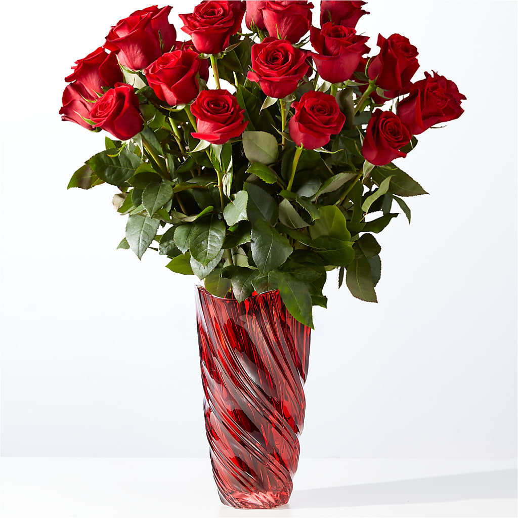 Classic Love Red Rose Bouquet with Luxe Swirl Vase – Family Fare Supermarkets #3785, Omaha NE