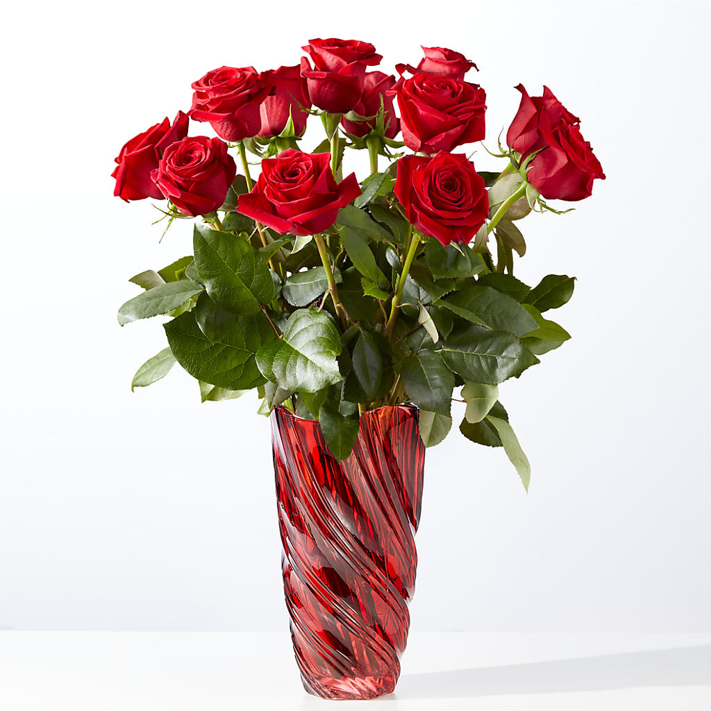 Classic Love Red Rose Bouquet with Luxe Swirl Vase – Family Fare Supermarkets #3785, Omaha NE