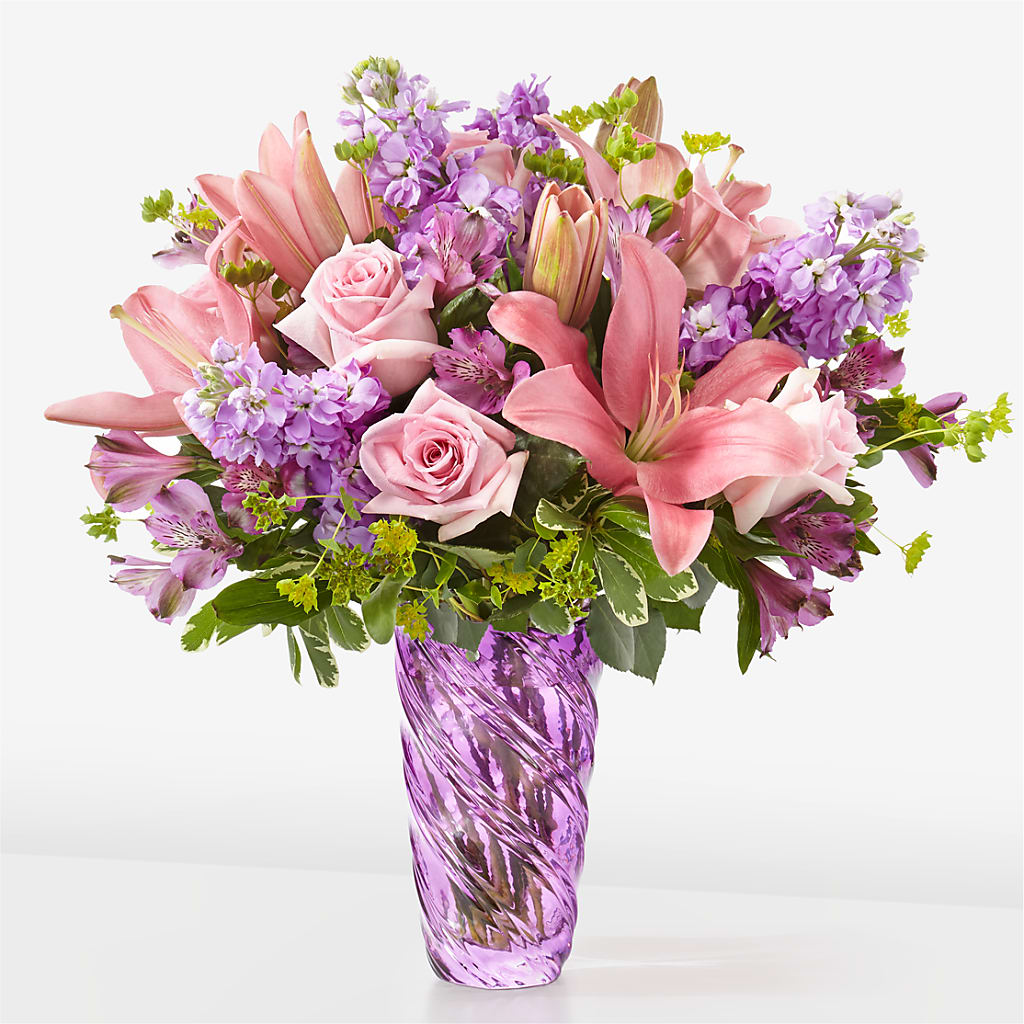 Precious Petals Bouquet with Luxe Swirl Vase – Family Fare Supermarkets #3785, Omaha NE