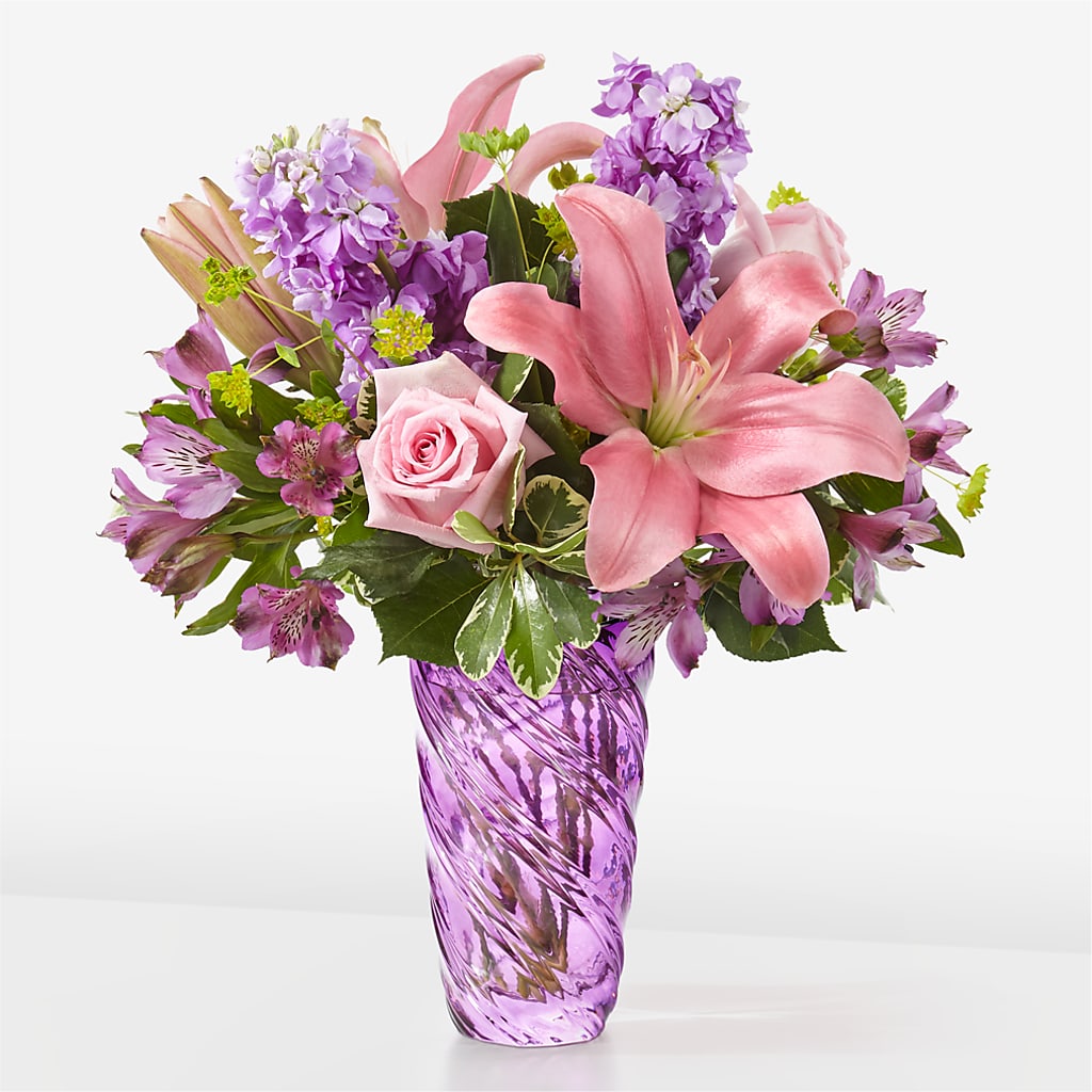 Precious Petals Bouquet with Luxe Swirl Vase – Family Fare Supermarkets #3785, Omaha NE