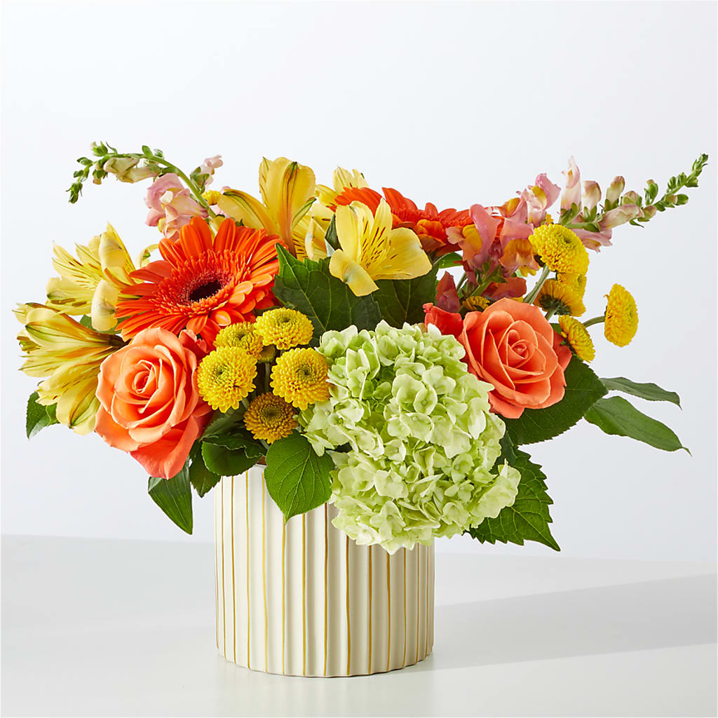 Autumn Sunshine Bouquet with Ivory Vase –  Family Fare Supermarkets #3785, Omaha NE
