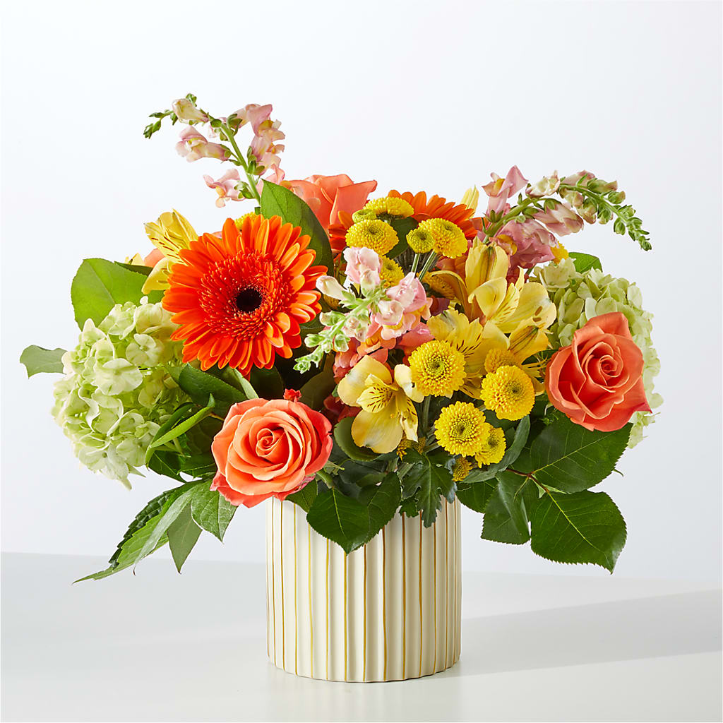 Autumn Sunshine Bouquet with Ivory Vase –  Family Fare Supermarkets #3785, Omaha NE