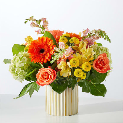 Autumn Sunshine Bouquet with Ivory Vase –  Family Fare Supermarkets #3785, Omaha NE
