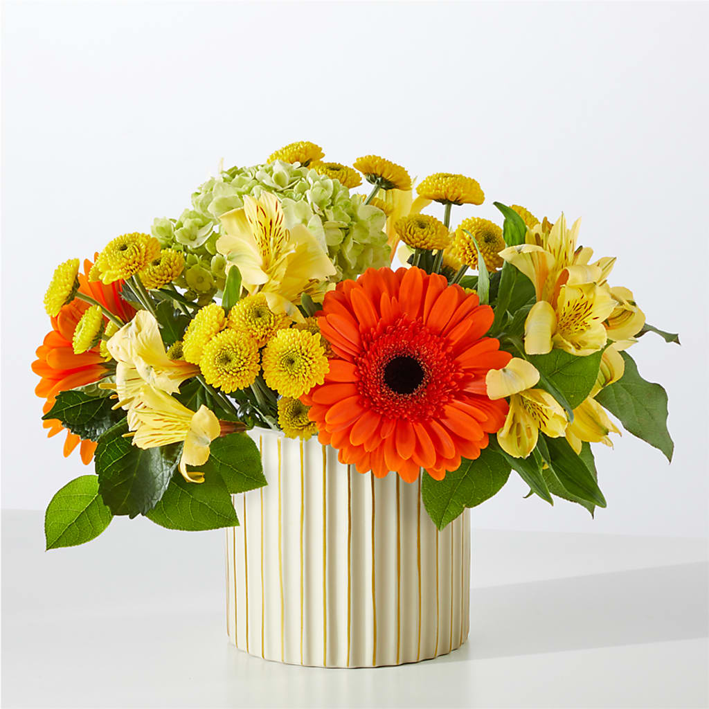 Autumn Sunshine Bouquet with Ivory Vase –  Family Fare Supermarkets #3785, Omaha NE